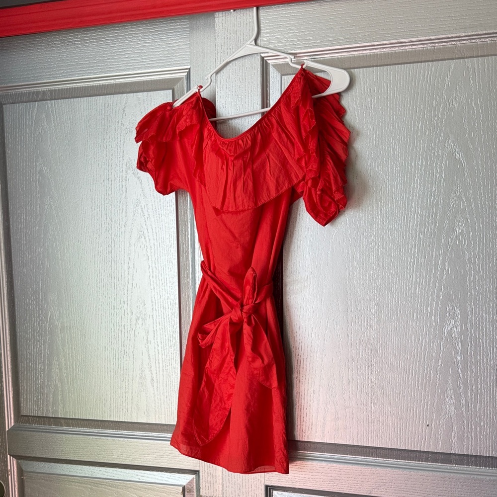 Juicy Couture Red Mini Dress with Ruffle Shoulders